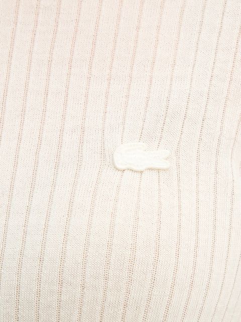 Lacoste sweter wełniany damski kolor beżowy lekki z półgolfem AF4189