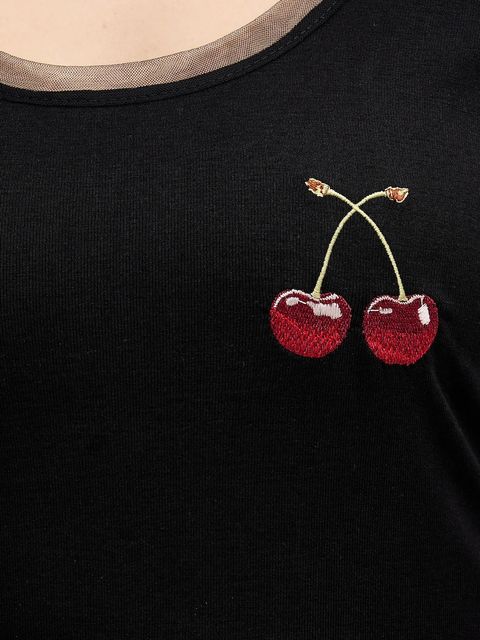 Never Fully Dressed t-shirt Cherry Teddy damski kolor czarny NFDTO2102