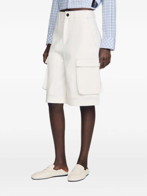 SANDRO wide-leg cotton bermuda shorts - White