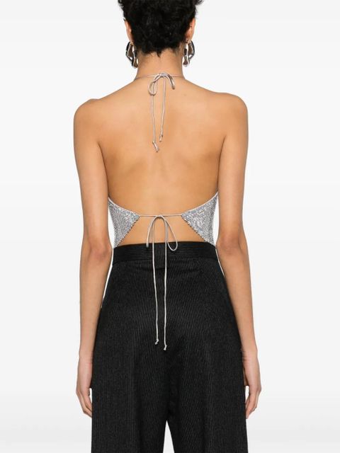 MANURÍ Paper Rock chainmail halterneck top - Silver