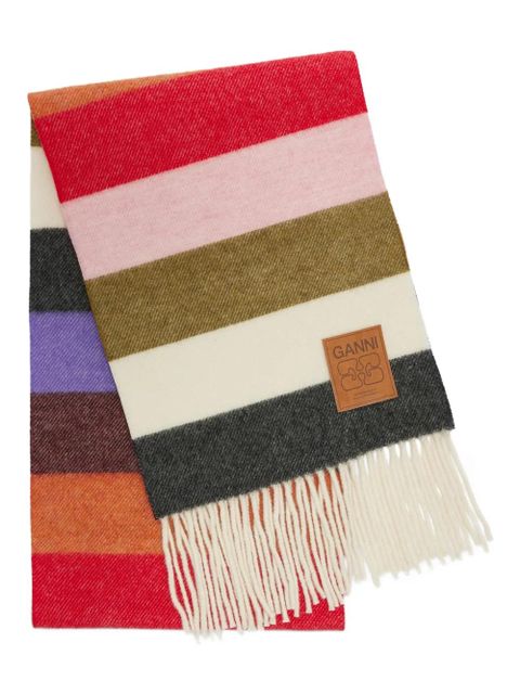 GANNI striped fringed scarf - Red - zdjęcie produktu nr 1