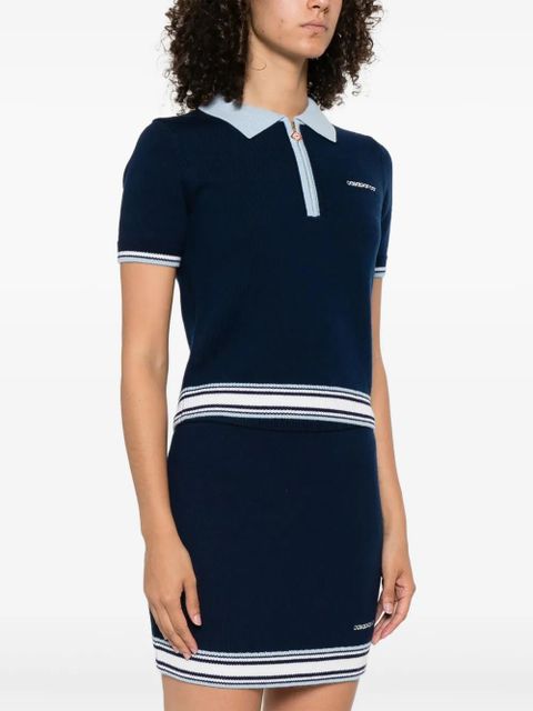 Casablanca zip-front striped knit top - Blue - zdjęcie produktu nr 2