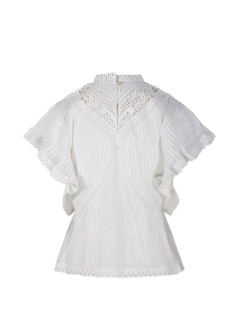 FARM Rio lace-embroidered pleated top - White - zdjęcie produktu nr 2