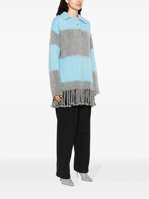 ETRO fringed-edge sweater minidress - Grey