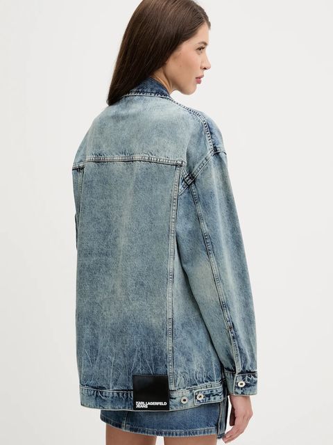 Karl Lagerfeld Jeans kurtka jeansowa kolor niebieski przejściowa oversize A3W14011
