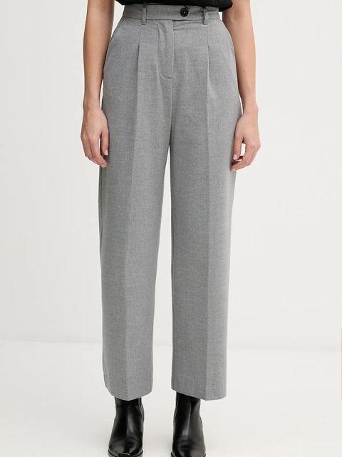 United Colors of Benetton spodnie damskie kolor szary szerokie high waist 4QIKDF0AC - zdjęcie produktu nr 1