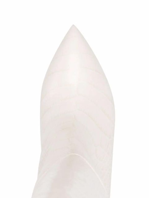 Paris Texas croc-effect stiletto boots - White