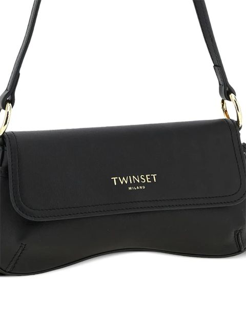 TWINSET logo knot leather shoulder bag - Black