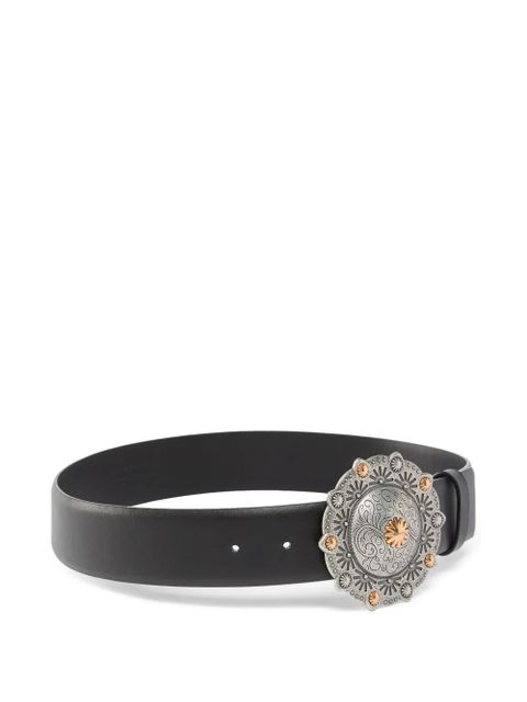 PINKO round-buckle leather belt - Black - zdjęcie produktu nr 2