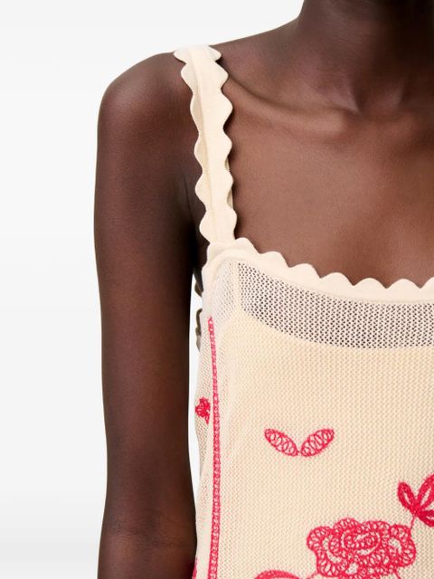 Claudie Pierlot floral-print scalloped-hem knitted dress - Neutrals