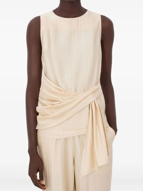 LouLou de Saison fonda striped draped top - Neutrals