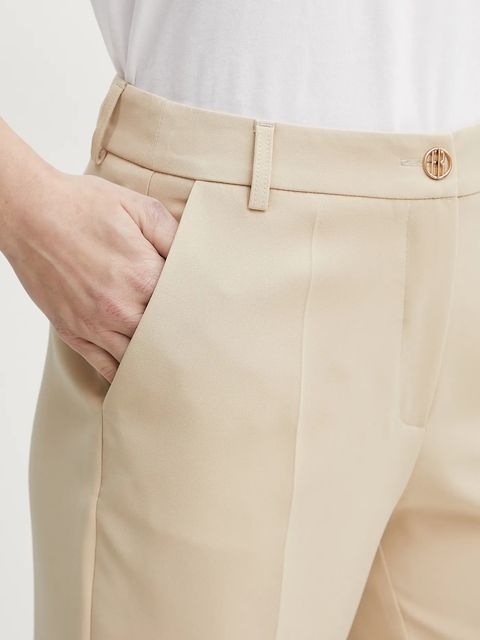 Fracomina spodnie damskie kolor beżowy dopasowane medium waist FR25SV4002W42901