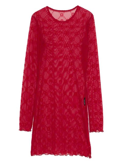 Marine Serre moonogram long-sleeve mini dress - Red - zdjęcie produktu nr 1