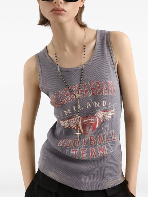 Dolce & Gabbana print-detail crew neck tank top - Grey