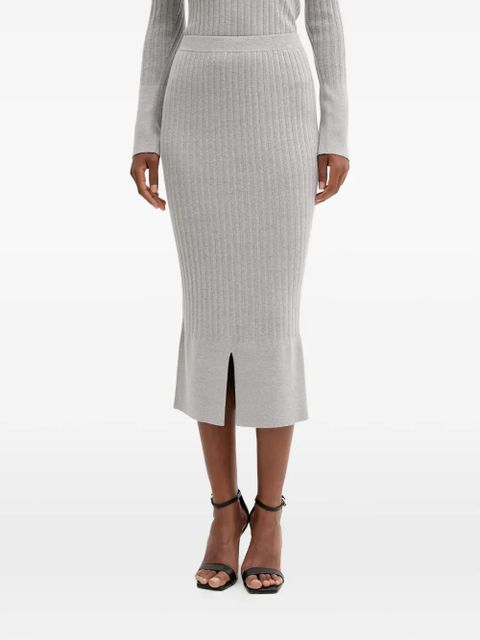 TWINSET ribbed front-slit midi skirt - Grey - zdjęcie produktu nr 1