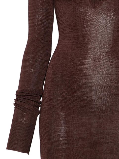 ENTIRE STUDIOS V-neck long-sleeve dress - Brown