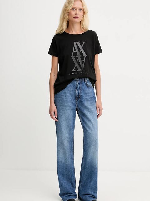 Armani Exchange t-shirt bawełniany damski kolor czarny XW001373 AF10356 - zdjęcie produktu nr 2