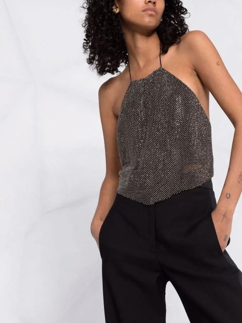MANURÍ metallic halterneck backless blouse - Grey