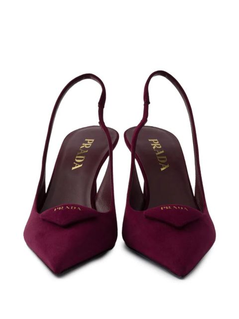 Prada 75mm slingback triangle-logo pumps - Red