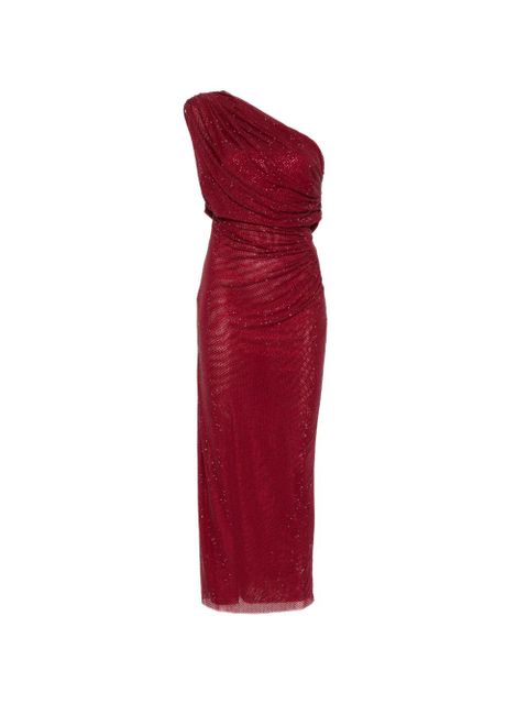 Self-Portrait one-shoulder ruched midi \dress - Red - zdjęcie produktu nr 1