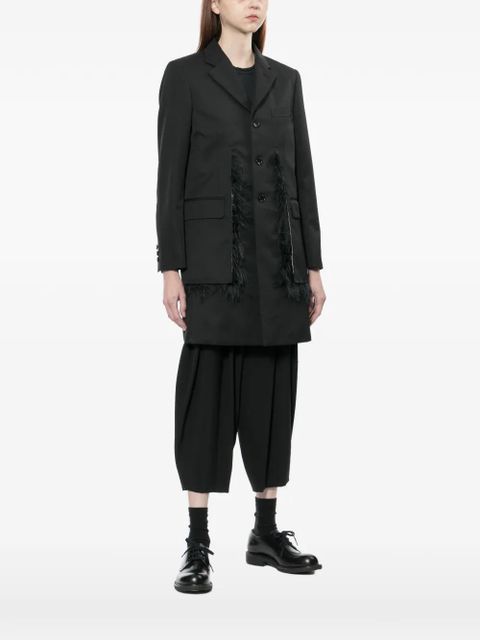 Comme Des Garçons feather-trim coat - Black