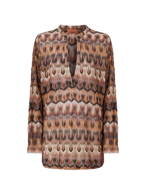 Missoni v-neck patterned top - Neutrals - zdjęcie produktu nr 1