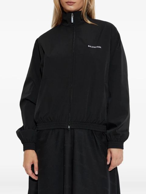 Balenciaga logo-embroidered elastic-cuffed jacket - Black