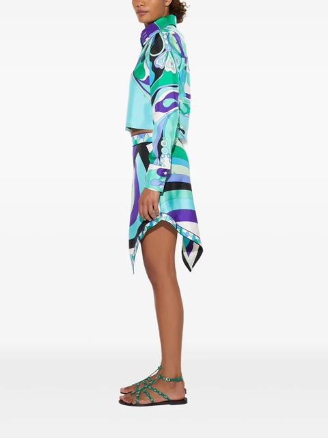 PUCCI abstract-print asymmetric mini skirt - Blue