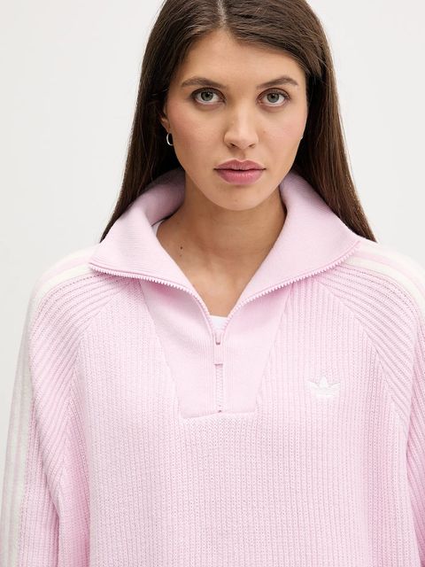 adidas Originals sweter Funnel damska kolor różowy z półgolfem KS7785