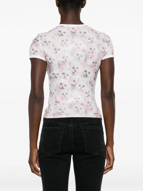 Diesel all-over cat-print short-sleeved T-shirt - White