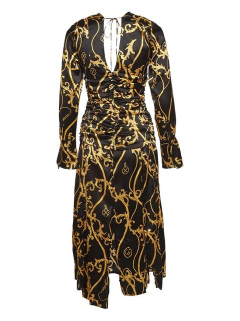 GANNI ruched baroque-print dress - Black - zdjęcie produktu nr 2
