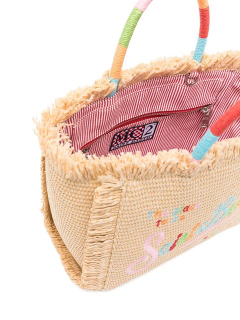 MC2 Saint Barth Colette fringed embroidered tote bag - Neutrals