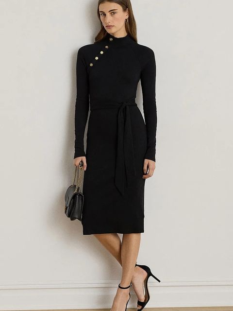 Lauren Ralph Lauren sukienka kolor czarny midi dopasowana 200980036 - zdjęcie produktu nr 1