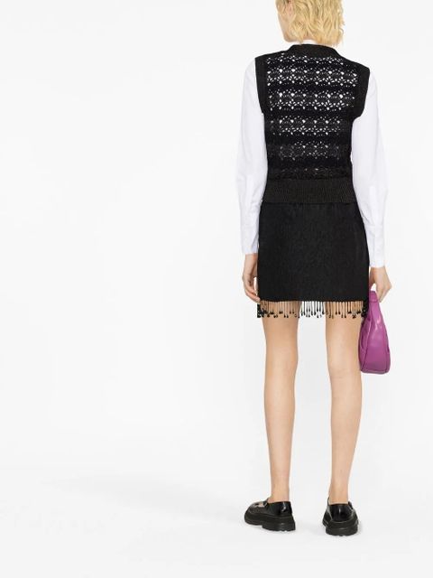 GANNI fringed jacquard skirt - Black - zdjęcie produktu nr 2