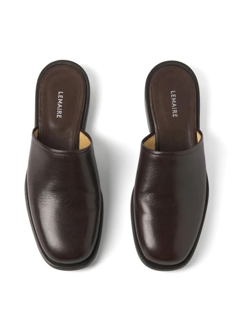 LEMAIRE square toe 35mm mules - Brown