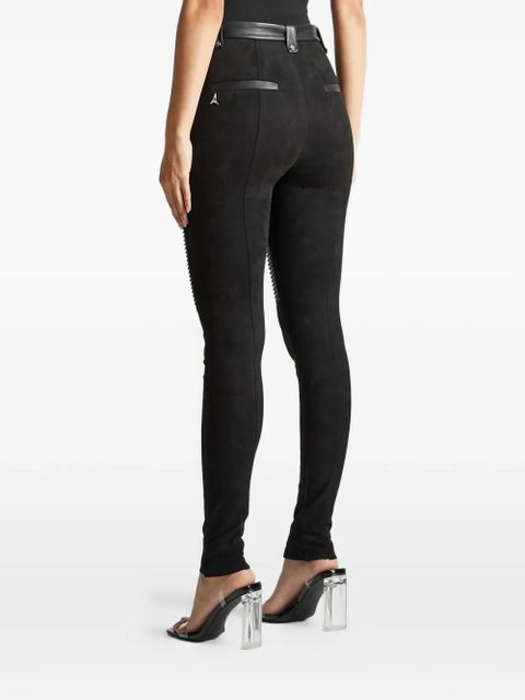 Manière De Voir ribbed knee panel eiffel plaque leggings - Black