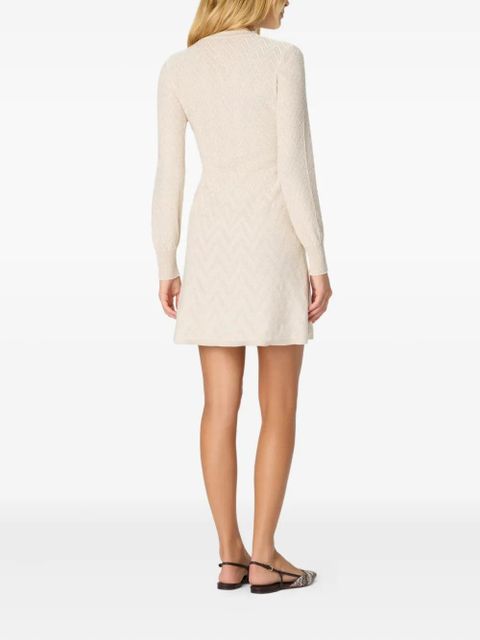 Missoni zigzag-pattern long-sleeve mini dress - Neutrals