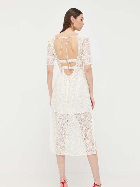 For Love & Lemons sukienka kolor beżowy midi prosta