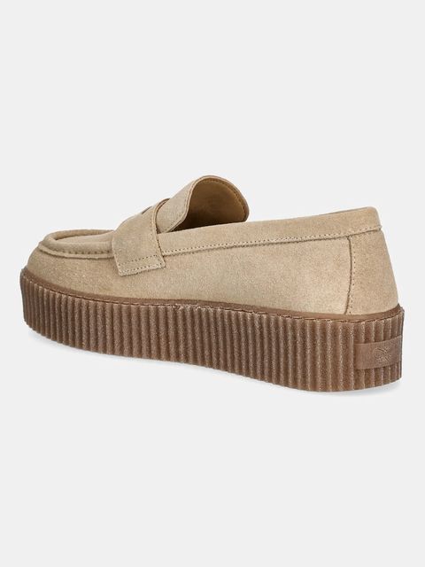 Weekend Max Mara mokasyny zamszowe Kapokloafer damskie kolor beżowy na platformie 2525526054600