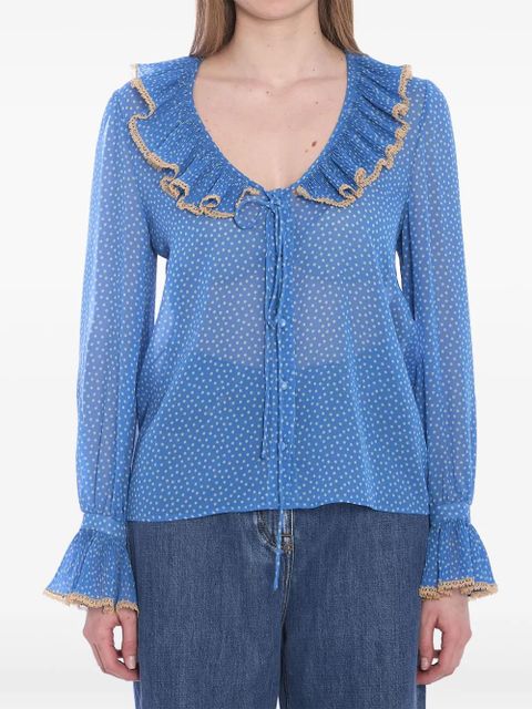 Valentino Garavani polka dot-print silk blouse - Blue - zdjęcie produktu nr 1