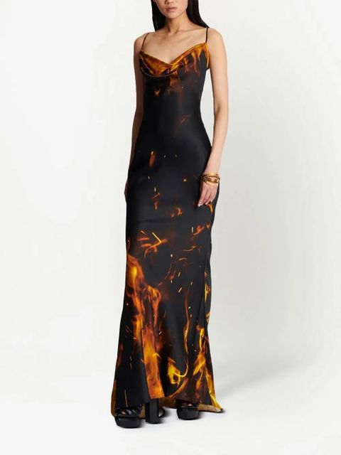 Balmain fire-print maxi dress - Black - zdjęcie produktu nr 2