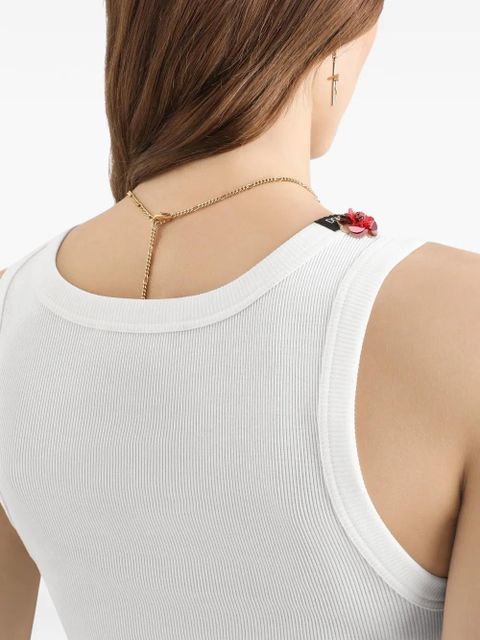 Dolce & Gabbana floral-applique buttoned tank top - White