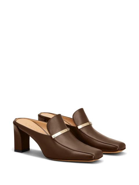 Tod's logo-plaque leather mules - Brown
