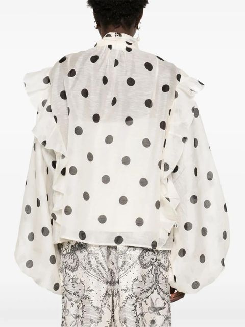 ZIMMERMANN Crush Tie Neck Ruffle shirt - Neutrals