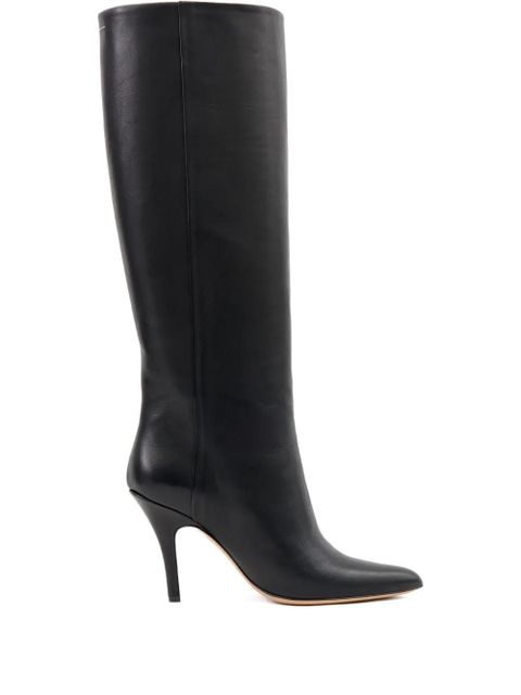MM6 Maison Margiela leather knee-high boots - Black - zdjęcie produktu nr 1
