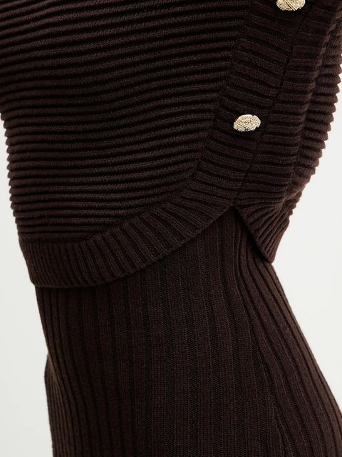 Morgan sukienka i sweter kolor brązowy mini dopasowana RMOMO