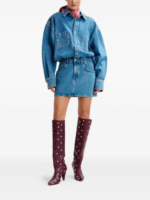 Essentiel Antwerp studded denim mini day dress - Blue