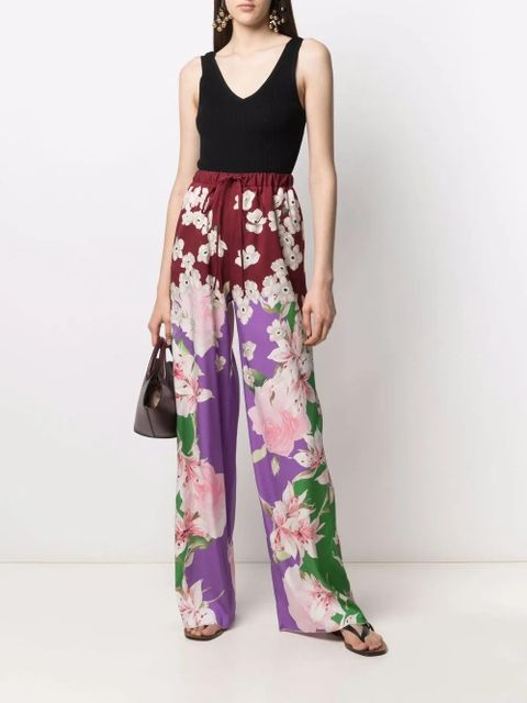 Valentino Garavani floral-print trousers - Red - zdjęcie produktu nr 2