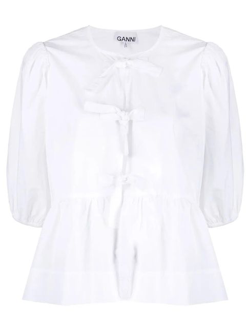 GANNI organic-cotton peplum blouse - White - zdjęcie produktu nr 1