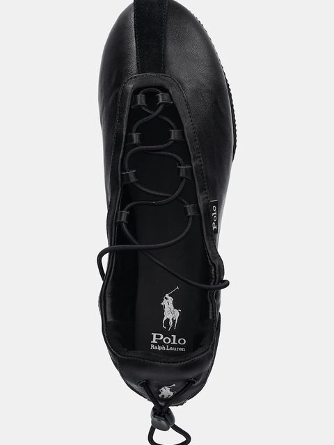 Polo Ralph Lauren baleriny skórzane Ballerina Lace Up kolor czarny 804P08221001